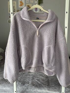 Old Navy Lavender Sherpa Quarter-Zip Pullover XL